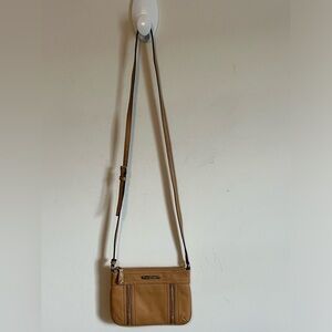 Michael Kors Small Adjustable Leather Crossbody Bag Purse Carmel Brown EUC